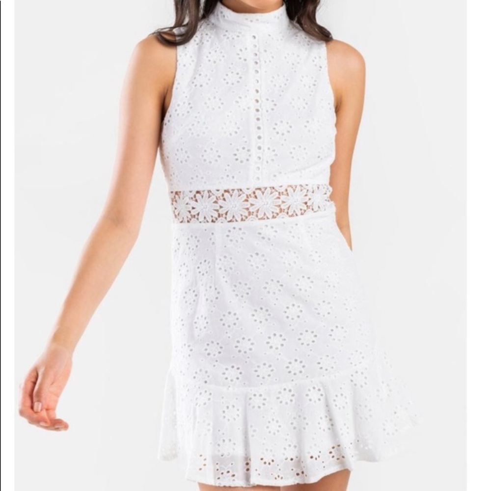 Francesca’s Brienne high neck eyelet dress